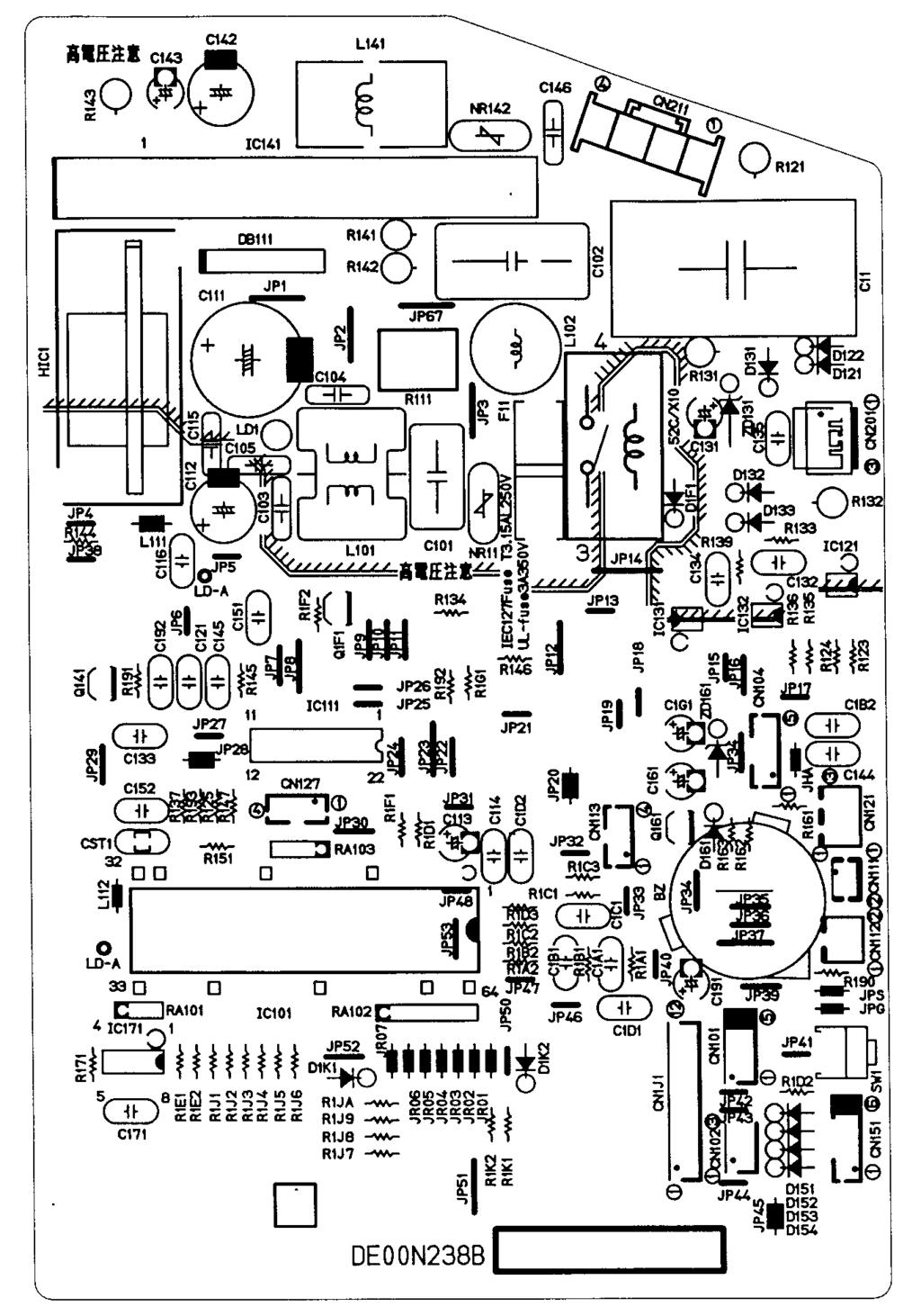 TEST POINT DIAGRAM AND VOLTAGE MSH-8RV - E MSH-RV - E Indoor electronic control P.C. board Fan motor power supply Fuse(F) 50V AC.