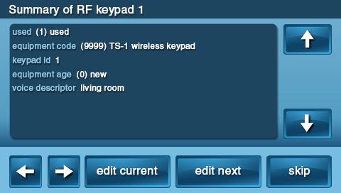 PROGRAMMING Q4: KEYPADS Summary of RF Keypad (#) The summary page allows you to quickly look over the different settings you chose for that keypad and make sure everything is correct.