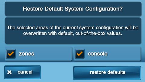 INSTALLER TOOLBOX RESTORING DEFAULTS You can choose to restore the system to