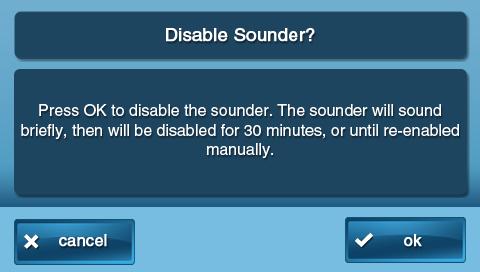 INSTALLER TOOLBOX DISABLE SOUNDER By pressing ok, you will disable the sounder (siren) for 30 min.