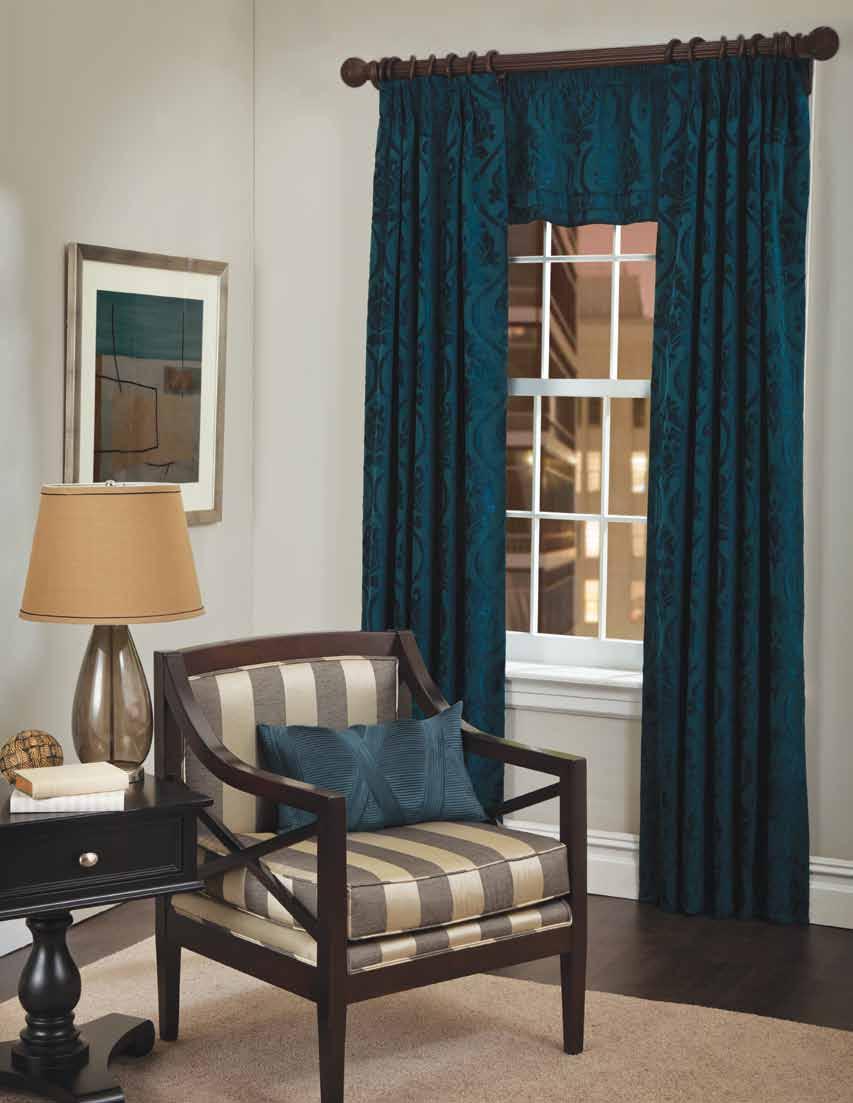 POLE MOUNTED VALANCES Use a Pole Mounted Valance alone or layered over blinds, shades, and drapery.