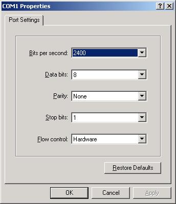 -20- Select the following settings: 2400 Bits/sec.