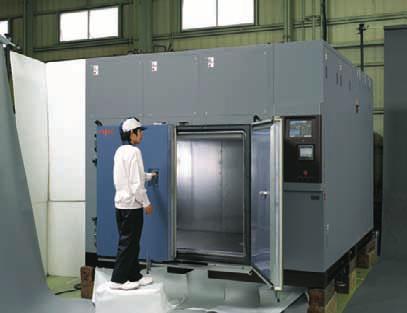 Custom-made Equipment Large Capacity Thermal Shock Chamber TSA-2201-W Large test area can accommodate large specimens With a volume of approximately 2,200 liters, the test area can be used for tests