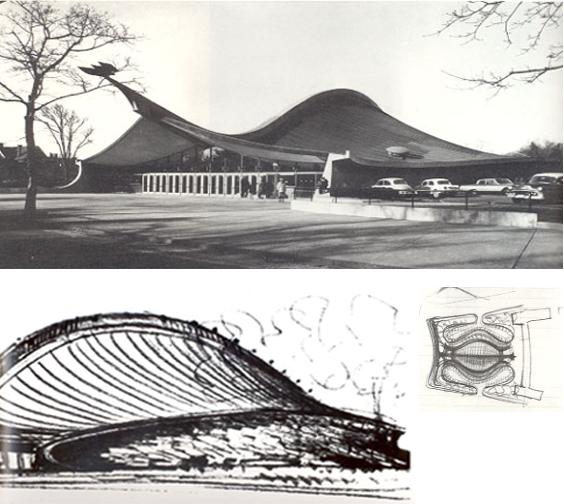 11 Sketch for Ingalls Hockey Rink at Yale University 1953, reveals the close integration of form and structure. At Cranbrook, they used to say of Eero Saarinen s work that that his paws were showing.