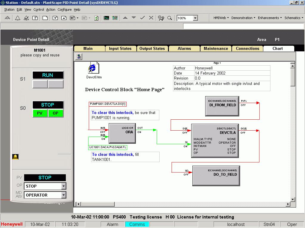 Experion Device and Loop Control Operator View Control Modules (CM) Graphical Building with extensive function block library Visual