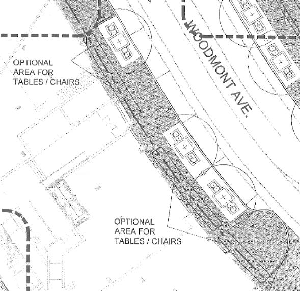 Detail, Certified Site Plan Landscape Sheet, 82007018A The Certified Site Plan also includes a streetscape detail that covers the sidewalk, illustrated below.
