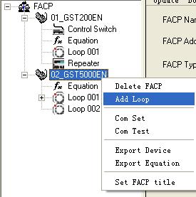 When the panel is created, the loop is configured as default. For GST200-2, there are TWO loops.
