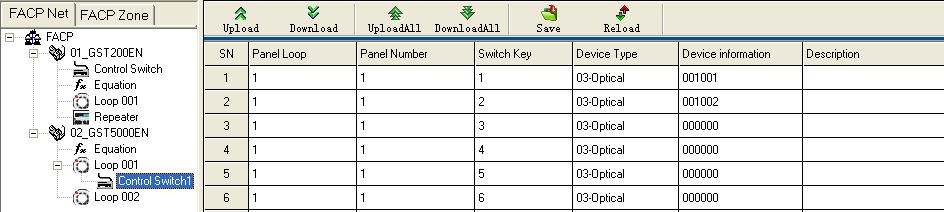 When a <Switch Key> is decided, the <Panel Loop> and <Panel Number> will be automatically changed to 1 & 1. That means this ZCP is the 1 st one connecting to the 1 st loop.