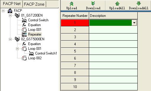 (5) Upload and Download The definition will be downloaded/uploaded together with loop devices definition. 5.3.4 Define Repeater Panels 5.3.4.1 Repeater Panel of GST200 and GST200-2 Fig.