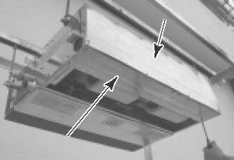 Install the air filter so that hooks are aligned at discharge side. Hook [In case of sucking system from bottom side] Air filter Hook Push 2 Plate inlet-a Plate inlet-b 1.