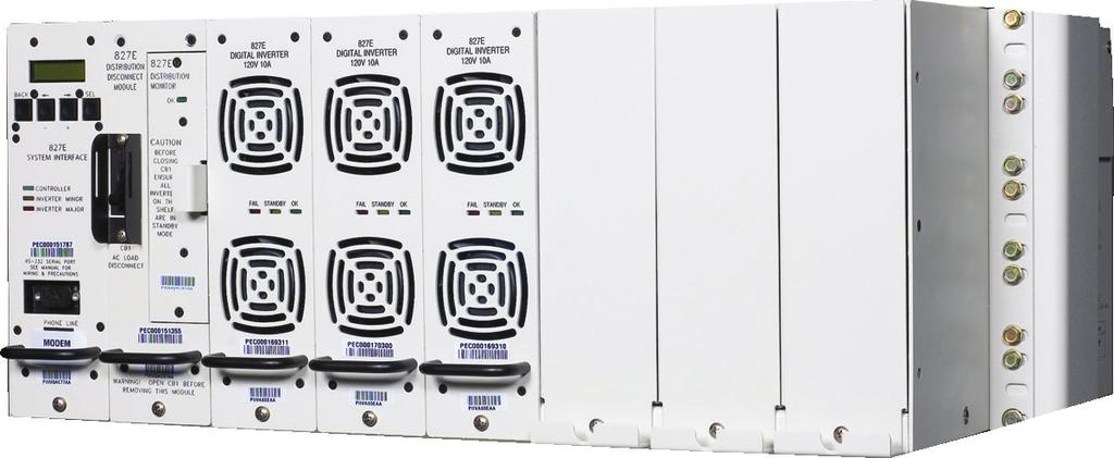 Ordering Information 827E Inverter System Ordering Guide The 827E can be configured in 19 or 23 wide framework. Both 24Vdc and -48Vdc shelves can utilize as little as 5U of rack space.
