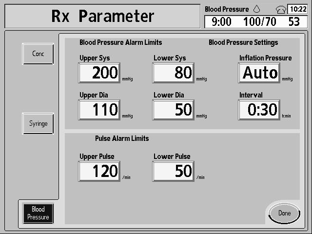 Entering Your Blood Pressure Settings SETTING PARAMETERS 1 2 3 4 5 Warning: The values shown here are for example only.