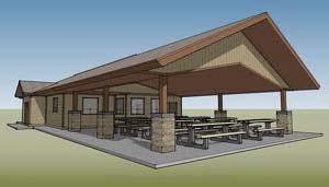 Mid-size picnic shelters will be available for threeseason day-to-day use with the potential to be rented.