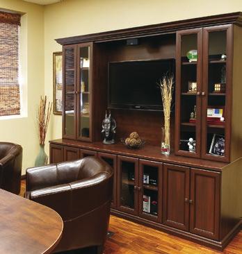 OFFICE SOLUTIONS Whether you work from home or just like to have a space to call your own, our home office cabinetry and accessories are sure to please.