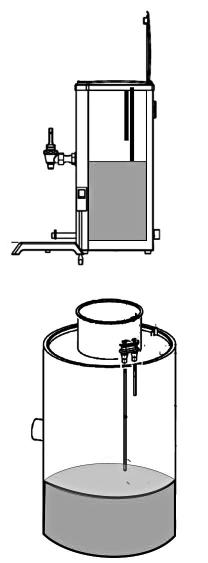 Programming.. Programming automatic controls for manual water filling... Fill the water to A in the tank up to the long sensor pin. See fig.. Approximately 4 litres. A.2.
