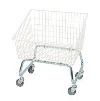 The design also ensures that the trolley will come close to the equipment, so that the laundry does not end up on the floor. Frame in galvanized steel; basket in plastic coated wire.