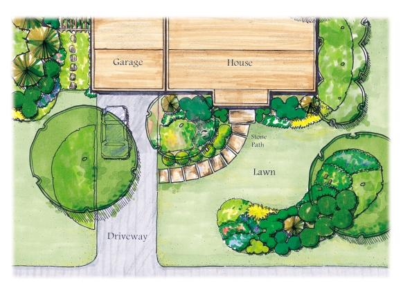 These planting plans are examples of how to landscape using BayScapes principles.