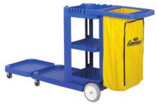 CONVERTIBLE JANITOR CART The only plastic cart in the industry that has a dual front tray to easily accommodate a combination of cleaning accessories including: 26 or 35 quart Splash Guard Mopping