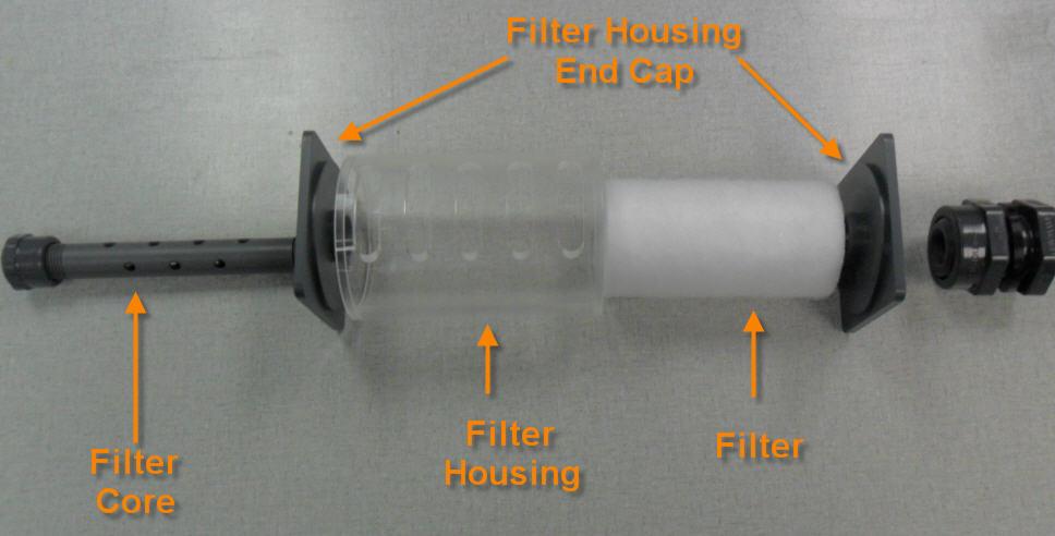 Figure 8.1 For systems with a filter housing used to reduce dead volume in the Media-Mate Plus tank, follow the procedure below. 8.5 Replacing the Element for Units with a Filter Housing: 1.