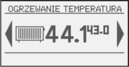 Shows current room temperature in room no.1 (large type) and set value (small type).