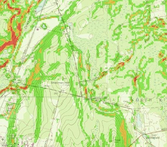 Example slope map developed from USGS