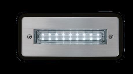 Elegenti Step Light Recessed step light for pathway lighting IP65 weather resistant finish Comes complete with recessed wall box Supplied with integral driver Loop-in/loop-out connection 35,000 hours