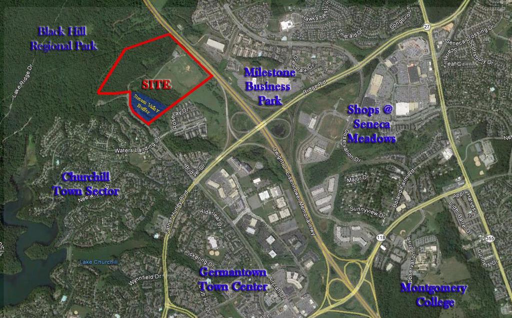 Site Description The Property is located in the northern portion of the Germantown Employment Area near the Corridor Cities Transit way (CCT), directly adjacent to Black Hill Regional Park and I-270.