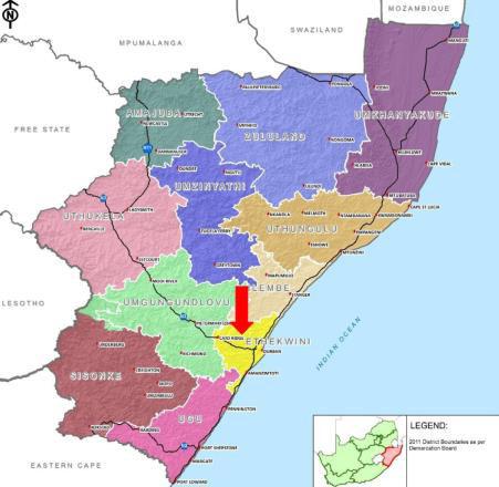 Figure 6.4: Durban Municipalities Source: ethekwini City Council (2013) The ethekwini Municipality, situated on the Southern coast of KZN is a category A municipality, with a population of 3.