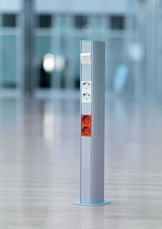 Service poles Service poles from OBO are among the technical and visual highlights of our office power supply systems.
