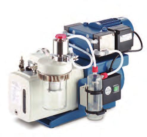Combination pump system consists of a two-stage rotary vane pump and two-stage, chemically-resistant diaphragm pump.