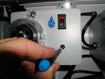 Peristaltic Pump Speed Adjustment: Both peristaltic pumps should have similar dispensing rates around 2 drops/second. There is a trim pot that is adjustable via a small, straight bladed screwdriver.