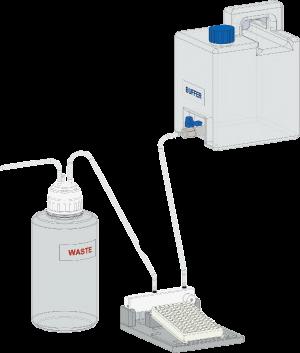 lisa Washer MIC-WAS-100, Gravity-fed Microplate Washer MIC-WAS-100 Installation diagram 10 teed the 8-channel dispenser enough gravity to dispense, buffer bottle must be placed 60 cm above plate base.