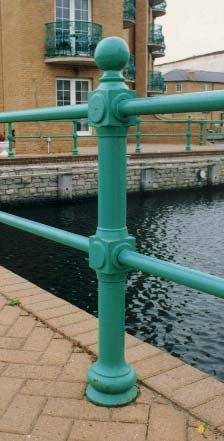 CAST IRON POST & GUARDRAIL / RAIL Traditional post & rail designs for heritage sites Guardrails and / or rails set between traditional cast iron posts are ideal pedestrian control measures