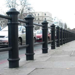 BOLLARDS WITH RAILS Bollards as railing posts for product coordination As