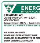 EUROVENT certification The EXHAUSTO air handling units in range VEX100 are all EUROVENT certified.