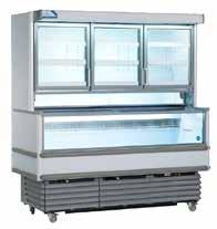 2055x900x2045 2025x885x2040 Watts 3500 1750 Volume (L) 670+719 470+745 - Wall site combi freezers with two or three hinged glass doors