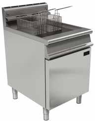 5 Compatibility GN2/1 3x 1/3 basket, 28 lt water capacity - Chef s solid top has removable bullseye - Delivers heat up to 400 C where required - Oven has 5 shelf positions and allows 2 shelf cooking