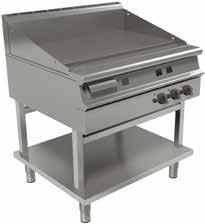 3kW (nett) burners - Fast heat up means reduced waiting times - Semi-sealed, pressed stainless steel hob - Three individual cast iron pan supports - Temperature range is 100-250 C Flat Griddle Flat