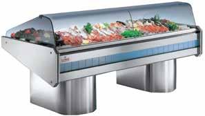 stainless steel deck Curved front glass Stainless steel finish On pedestals - Tiles also available in white Temperature: -1 +2 C DISPLAY CHILLERS Serve-Over Counter - B Series Multi-Deck Display