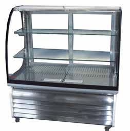 950x720x1360 Watts 1300 1100 Volume (L) - Italian curved glass bakery and patisserie display counter with castors Fully automatic operation Double glazed curved glass Anti-mist glass