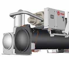 Water-cooled packaged helical-rotary chiller 1295-1453 kw RTHD evo Low-speed, direct-drive semi-hermetic helical rotary compressor featuring only 3 moving parts Trane Adaptive Frequency Drive (AFD)