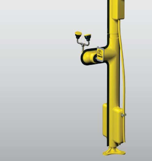 The high-visibility fixture is insulated and covered by a yellow PVC shell, it features an integral freeze protection bleed valve, and is electrically rated as a Class I Division I or a Class I