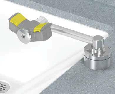 Plumbed Laboratory Safety Solutions Swing-Activated Eye and Eye/Face Washes Overview Eyewash or eye/face wash fixtures that are swing activated are often located on lavatory decks that need to be