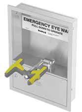 Plumbed Stainless Steel Laboratory Safety Solutions Cabinet-Mounted Swing-Down Eyewash S19284H Activated when arm is pulled down Wide access panel in front of unit for