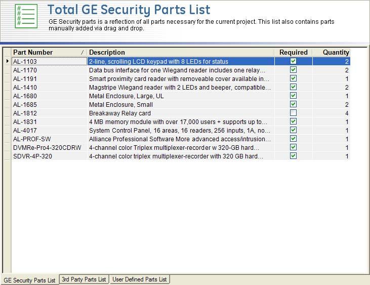 Chapter 2 View tabs 67 Parts list tab Use the Parts list tab to view, edit, and print parts lists for your project.