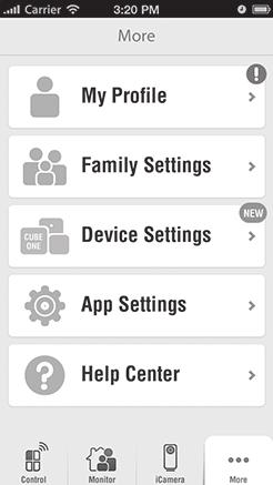 View and make changes to your profile, your family settings, device