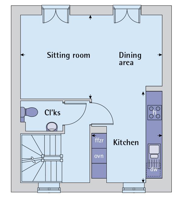 34 18' 7" x 10' 11" Kitchen 3.65 x 2.82 12' 0" x 9' 3" Second floor Bedroom 1 2.88 x 2.69 9' 5" x 8' 10" Bedroom 2 2.90 x 2.65 9' 6" x 8' 8" Bedroom 3 2.69 x 1.