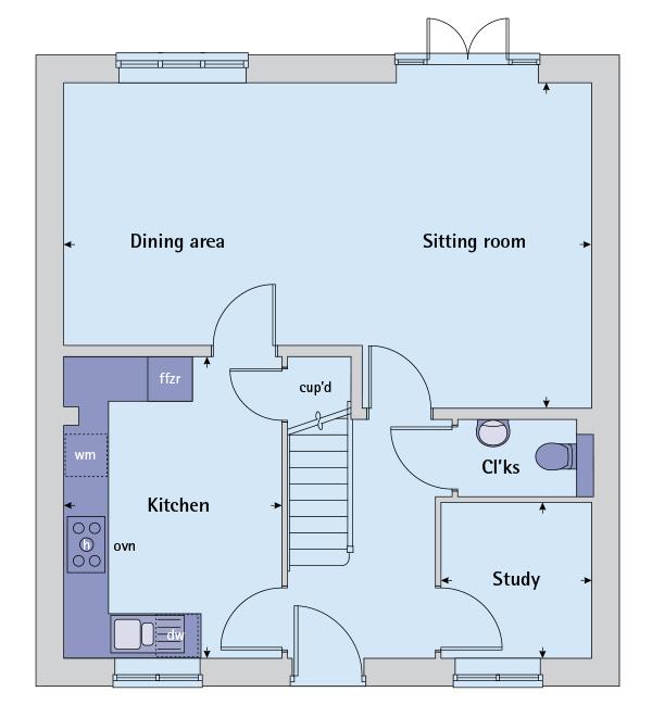 tenure: freehold Dimensions (metres) (feet / inches) Sitting room/dining area 7.10 x 4.38 23' 3" x 14' 4" Kitchen 4.06 x 2.93 13' 4" x 9' 7" Study 2.10 x 2.02 6' 11" x 6' 7" Bedroom 1 3.41 x 3.