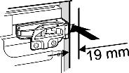 For 16 mm thick unit walls = 568 mm wide recess: u Clip spacer Fig. 14 (13) and spacer Fig. 11 (15) onto the hinges. Fig. 13 Fig.