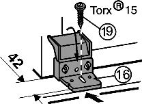 ) Fasten the appliance in the recess with screws: u by screwing long Spax screws Fig. (19) through the top and bottom hinge plates. u Unscrew fastening crosspiece Fig.